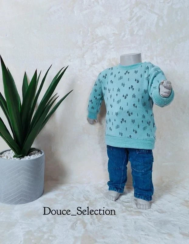 💎Pull bleu motifs intérieur chaud • 3-6 mois • Zeeman 💎